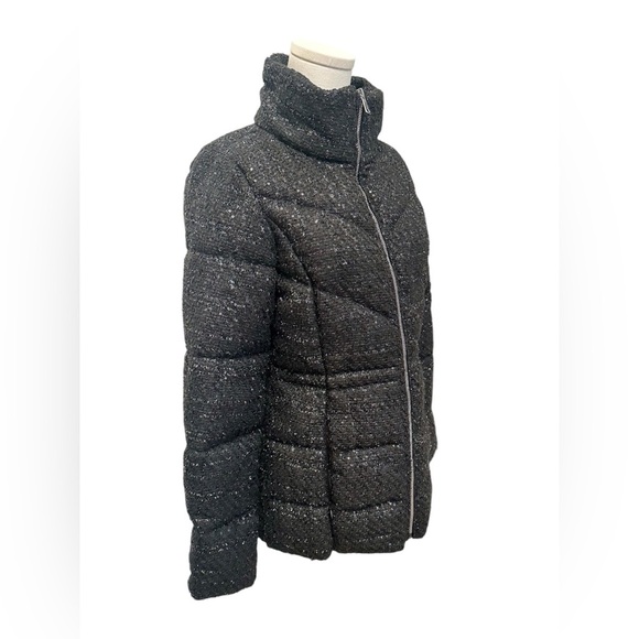 🆕 Bernardo Tweed Puffer Coat Jacket Black Shimmer Women’s Size Small NWT - Picture 4 of 8
